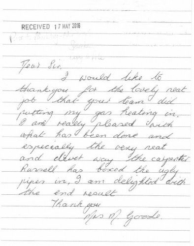 Handwritten Testimonial